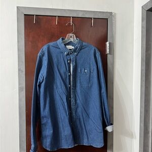 Topman Dark Blue Casual Button Down Shirt